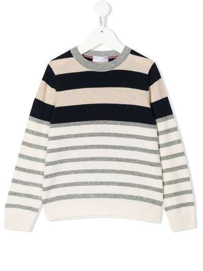 Brunello Cucinelli Kids свитер в полоску с круглым вырезом B36M10100