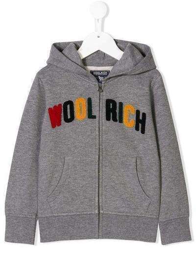 Woolrich Kids logo patch zip hoodie WKFEL1083BR80