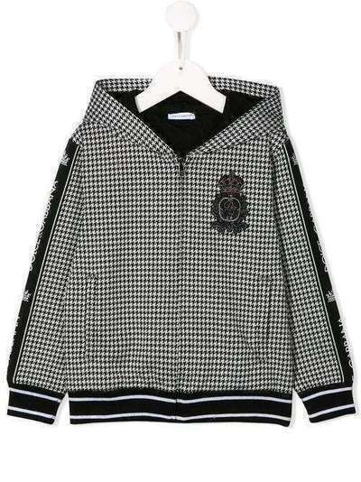 Dolce & Gabbana Kids logo tape houndstooth print hoodie L4JW7DG7TYS