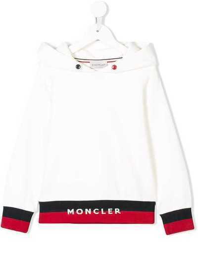 Moncler Kids худи с логотипом и полосатой отделкой 8201800809AG