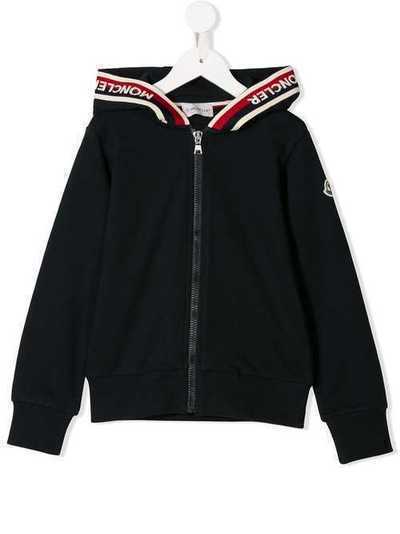 Moncler Kids толстовка на молнии с капюшоном и логотипом 8415605809AG