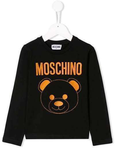 Moschino Kids свитер с вышивкой HLM02ALBA11