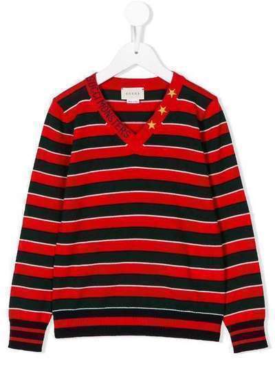 Gucci Kids свитер с V-образным вырезом в полоску 512544X9T92