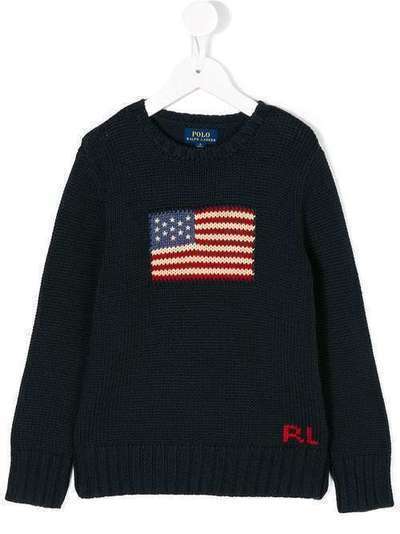 Ralph Lauren Kids трикотажный свитер с флагом 322668285001