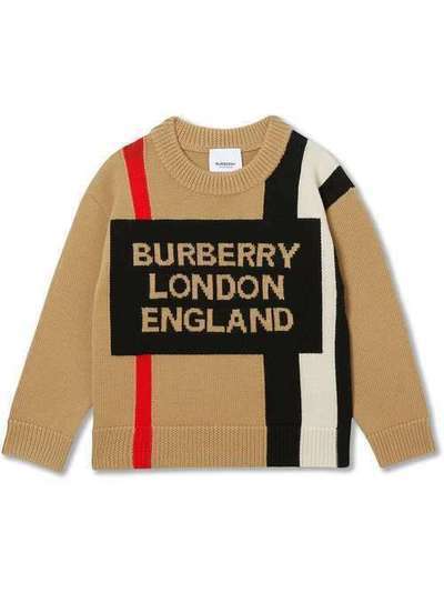 Burberry Kids свитер вязки интарсия в полоску Icon Stripe с логотипом 8017868