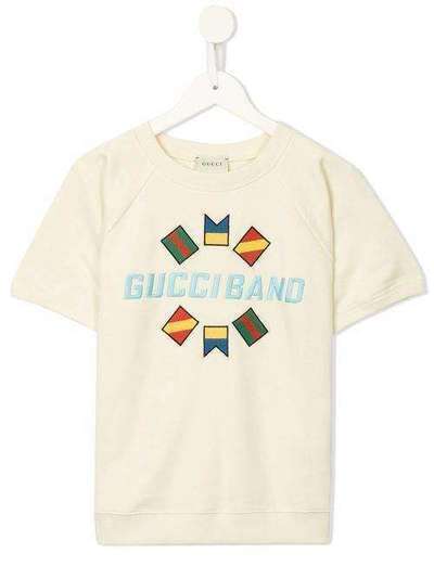 Gucci Kids толстовка с короткими рукавами и вышивкой Gucci Band 600729XJCDG