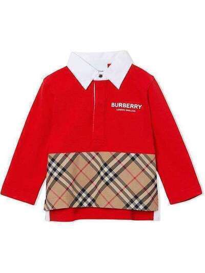 Burberry Kids рубашка-поло со вставкой в клетку 8012412