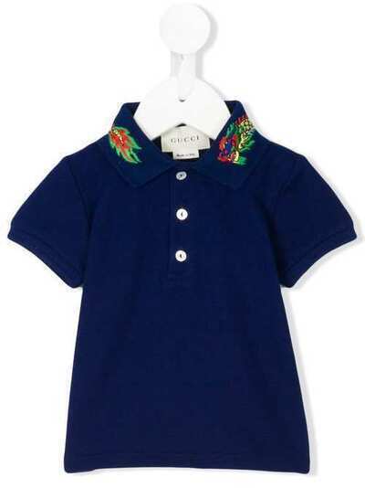 Gucci Kids рубашка-поло с драконом на воротнике 475763X5U93