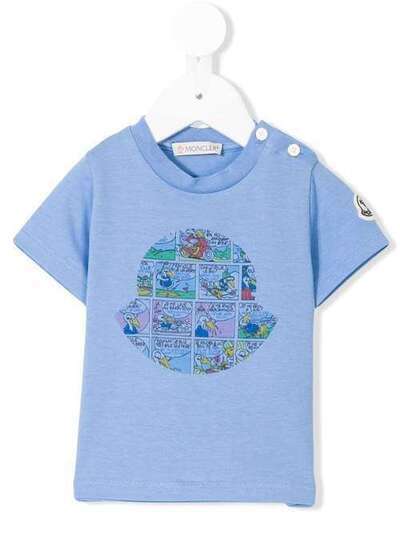 Moncler Kids футболка с мультипликационным принтом 80187508790A