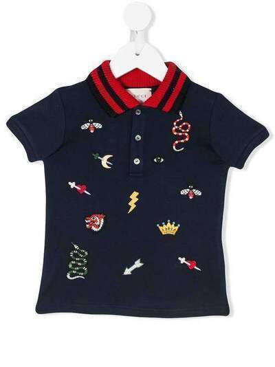 Gucci Kids рубашка-поло с вышитыми символами 497824X9L64