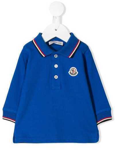 Moncler Kids рубашка-поло с воротником в полоску 83055058496F