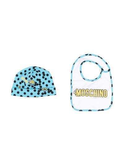 Moschino Kids комплект из шапки и нагрудника с принтом