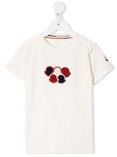 Moncler Kids футболка с вышитым логотипом 802720087275