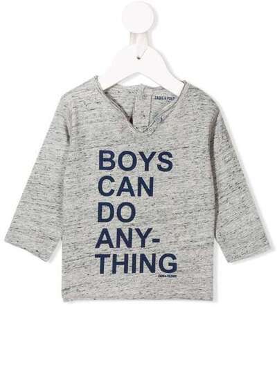 Zadig & Voltaire Kids футболка с принтом Boys Can Do Anything WHMC1826E