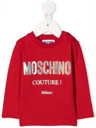 Moschino Kids футболка с логотипом металлик