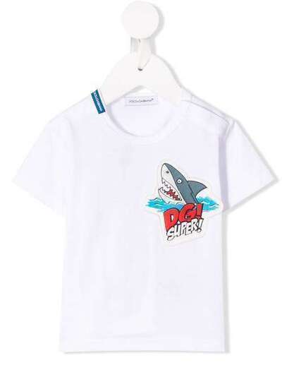 Dolce & Gabbana Kids футболка с нашивкой в виде акулы L1JT6SG7QXE