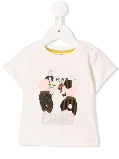 Fendi Kids футболка с принтом FFamily BUI007ST8