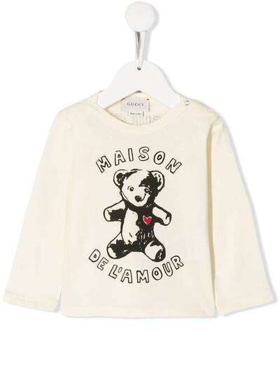 Gucci Kids футболка с принтом Maison De L'amour