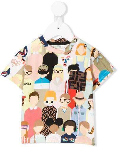 Fendi Kids футболка с короткими рукавами принтом Family BMI202AAD3