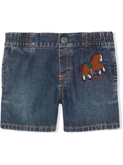 Gucci Kids джинсовые шорты с нашивкой 591306XDAZD