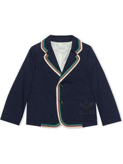 Gucci Kids габардиновый пиджак с вышивкой Gucci Tennis 591560XWAG5