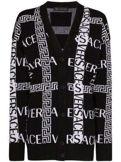 Versace кардиган с орнаментом Greek Key и логотипом A83989A230422