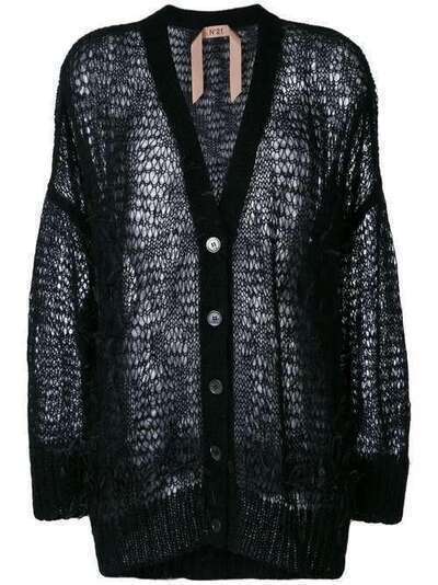 Nº21 oversize open-knit feather cardigan N2SA0337160