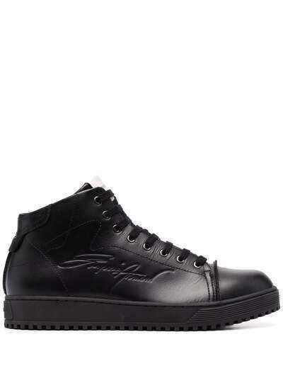 Emporio Armani embossed-logo lace-up trainers