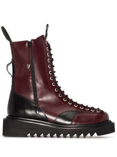 Toga TOGA LEATHER BLK RED LACE UP BOOT