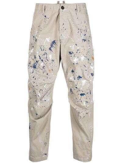 Dsquared2 укороченные брюки с эффектом разбрызганной краски