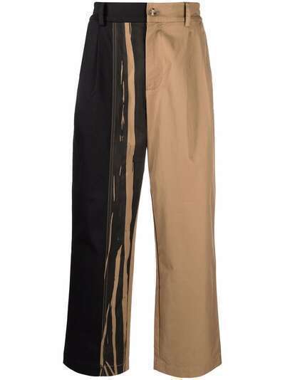 Feng Chen Wang брюки асимметричного кроя в стиле колор-блок