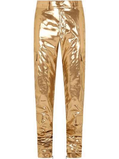 Dolce & Gabbana брюки с карманами и эффектом металлик