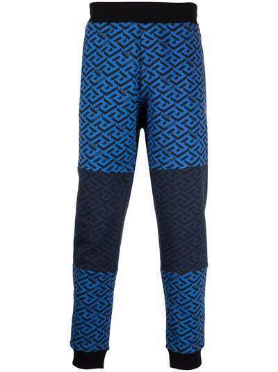 Versace спортивные брюки в стиле колор-блок с декором La Greca