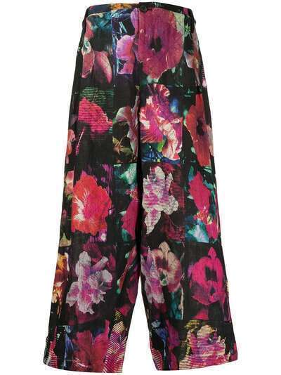 Yohji Yamamoto укороченные брюки с цветочным принтом