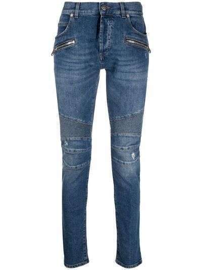 Balmain джинсы скинни со вставками в рубчик