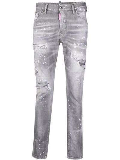 Dsquared2 узкие джинсы с эффектом потертости