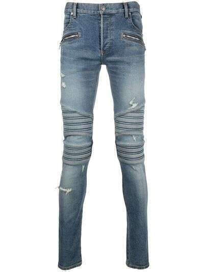 Balmain узкие джинсы с вышитой монограммой