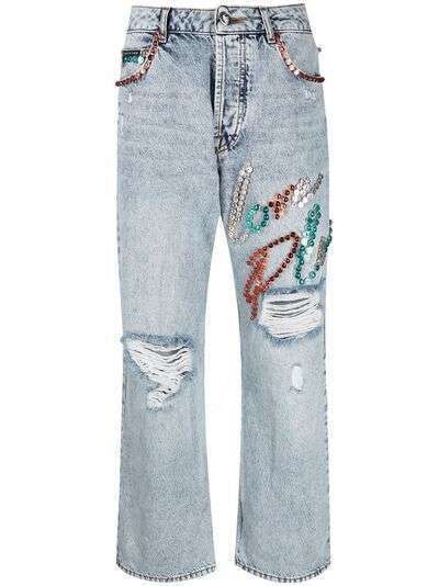 Philipp Plein широкие джинсы с заклепками