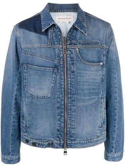 Alexander McQueen джинсовая куртка на молнии со вставками