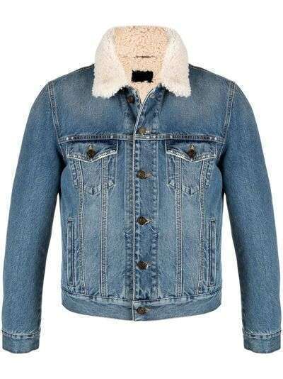 Saint Laurent джинсовая куртка с подкладкой из овчины