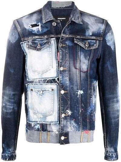 Dsquared2 джинсовая куртка с эффектом разбрызганной краски