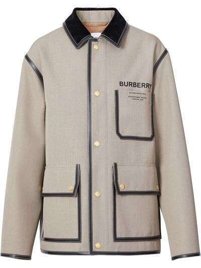 Burberry однобортная куртка с принтом Horseferry