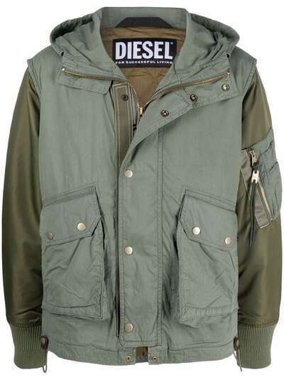 Diesel куртка с капюшоном и контрастными вставками