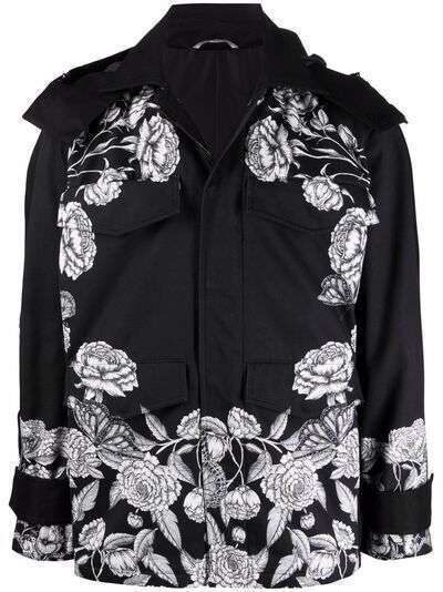 Valentino куртка с капюшоном и принтом Dark Blooming