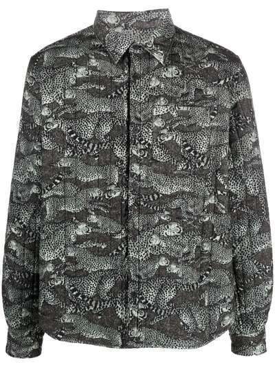 Kenzo стеганая куртка-рубашка с леопардовым принтом