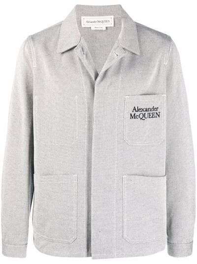 Alexander McQueen куртка-рубашка с вышитым логотипом