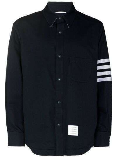 Thom Browne 4-Bar stripe logo-patch shirt jacket