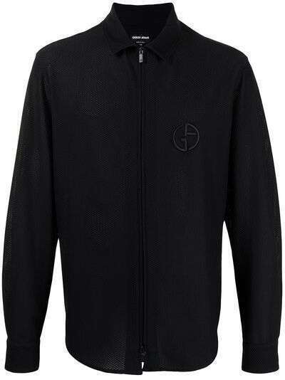 Giorgio Armani фактурная куртка на молнии с вышитым логотипом