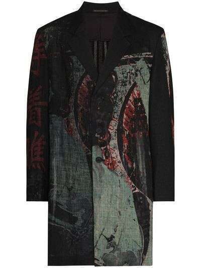 Yohji Yamamoto пальто с графичным принтом