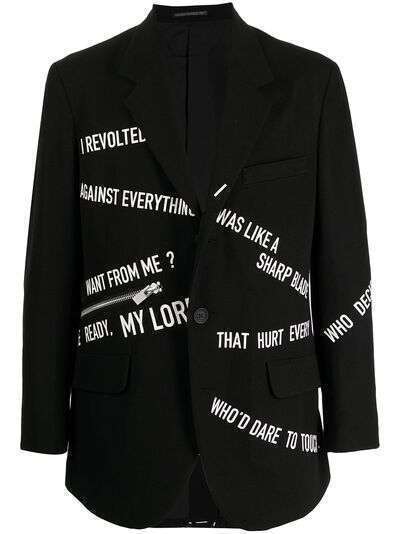 Yohji Yamamoto шерстяной пиджак с надписями